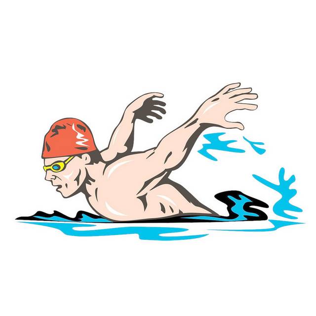 手绘游泳运动员素材