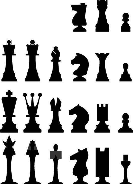 国际象棋棋子剪影素材