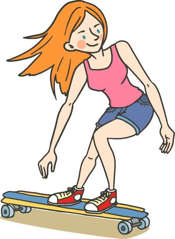 卡通滑板美女