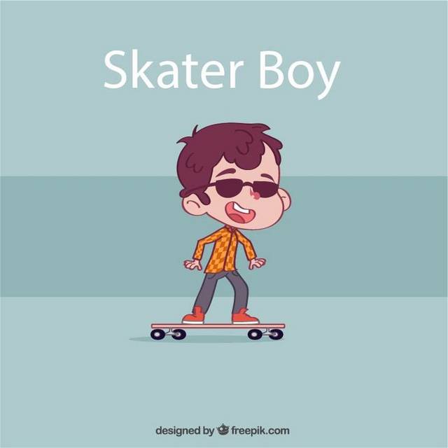 卡通滑板小男孩