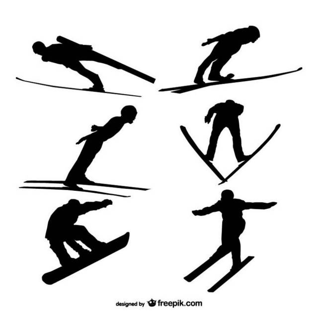 滑雪剪影设计素材