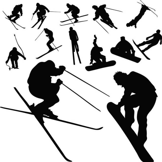剪影滑雪素材