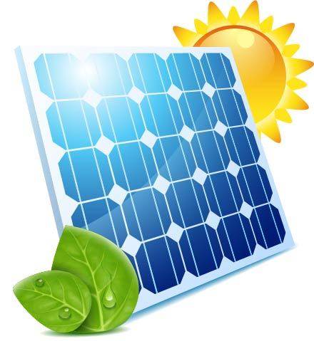 卡通太阳和太阳能电池