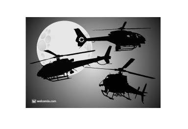 三架直升机剪影