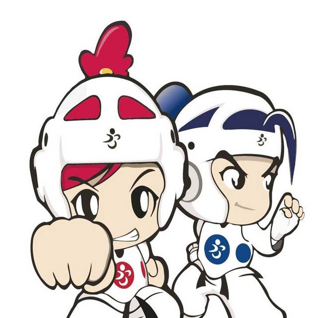 两个卡通跆拳道运动员