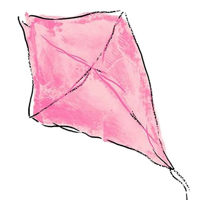 手绘粉色风筝素材