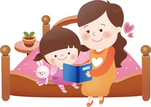 读书的母亲和女儿