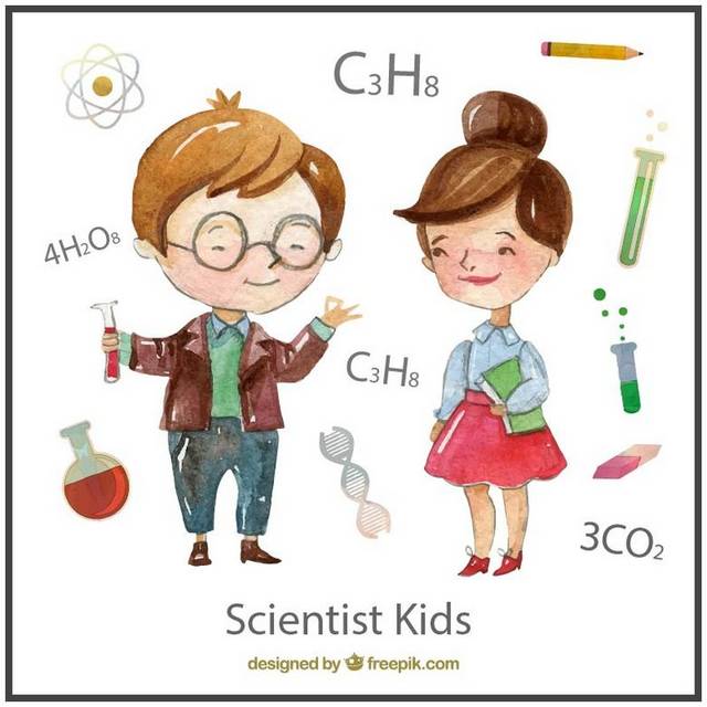 科学实验的老师和学生