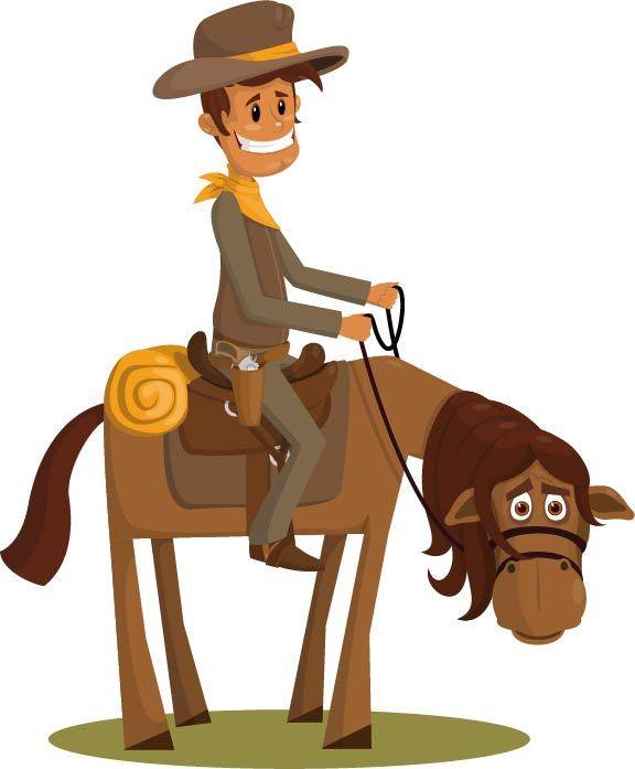 卡通骑马的牛仔