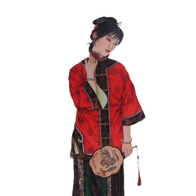 侧头的古风美女