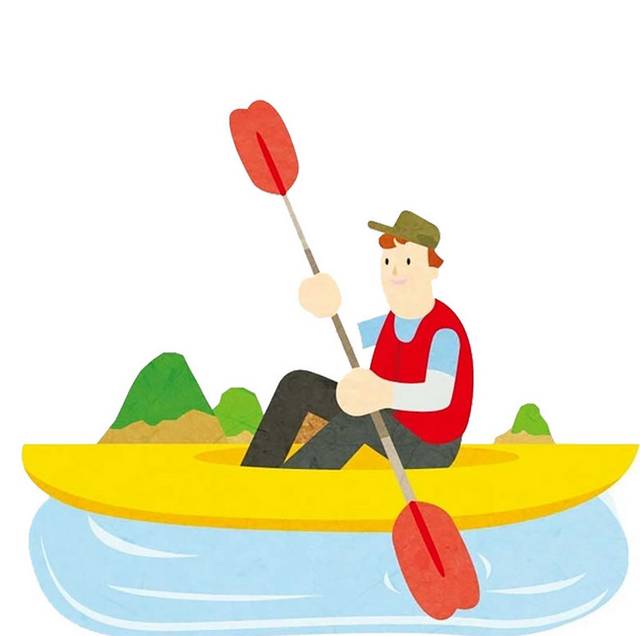 划皮划艇插画素材