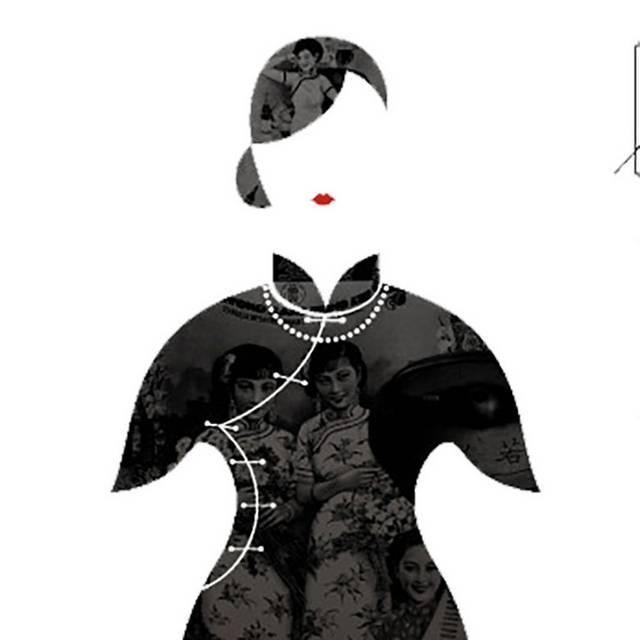 抽象黑色旗袍女性