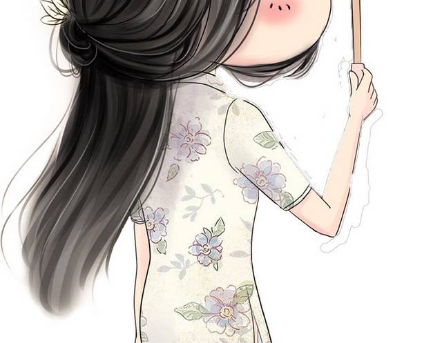 卡通旗袍美女素材