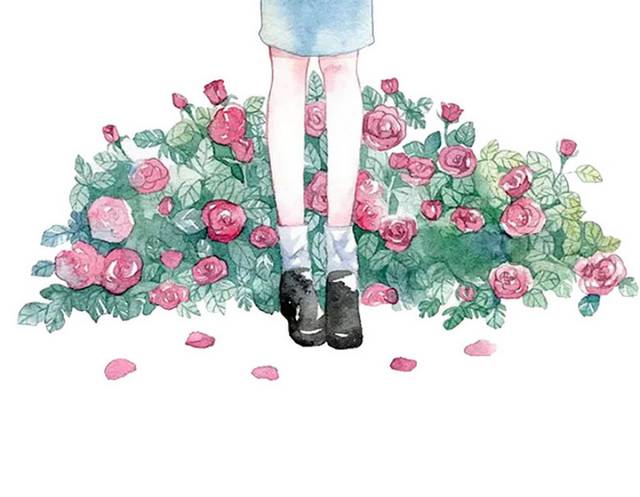 水彩手绘女孩