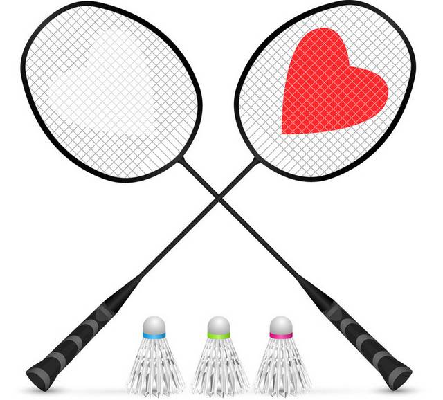 爱心羽毛球拍和羽毛球