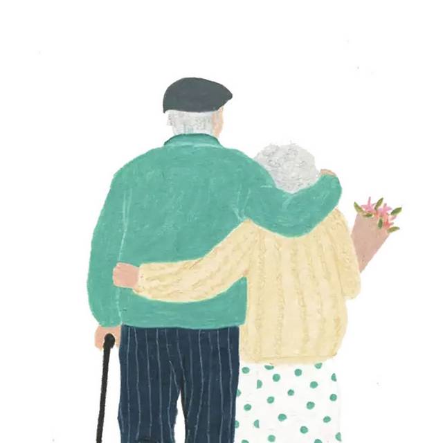 手绘老人插画元素