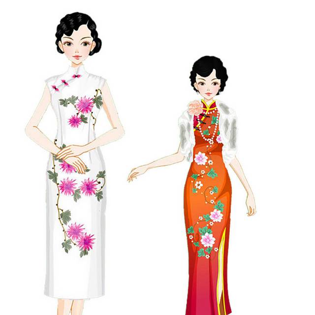 民国旗袍美女创意素材