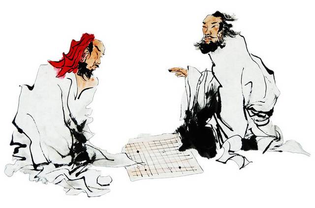 水墨下棋人物素材