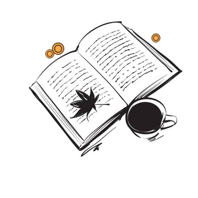 书本落叶和咖啡
