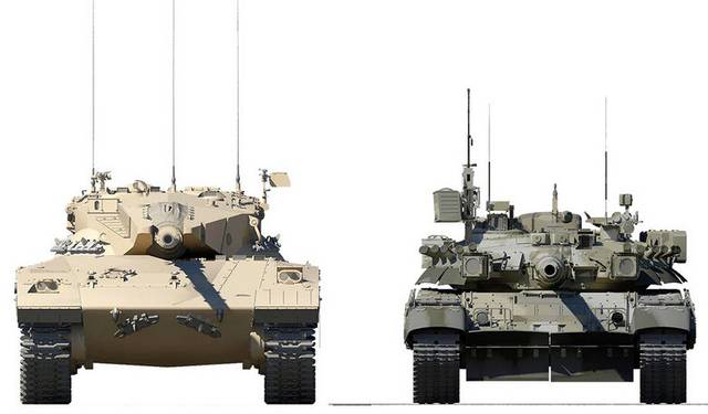 两辆不同颜色的坦克