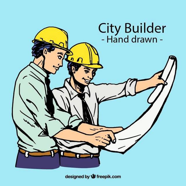 手绘城市建筑工