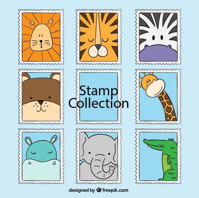 卡通小动物邮票
