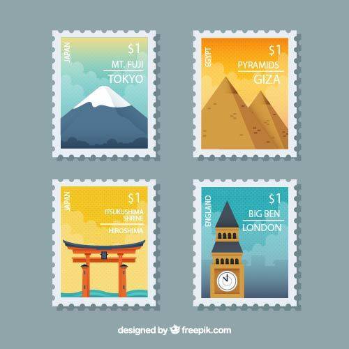 旅游景点邮票素材