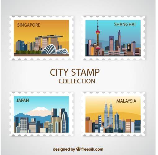 城市风光邮票