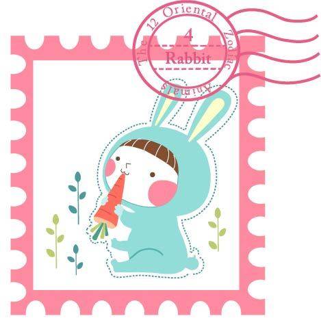 卡通小兔邮票