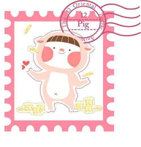 卡通小猪邮票