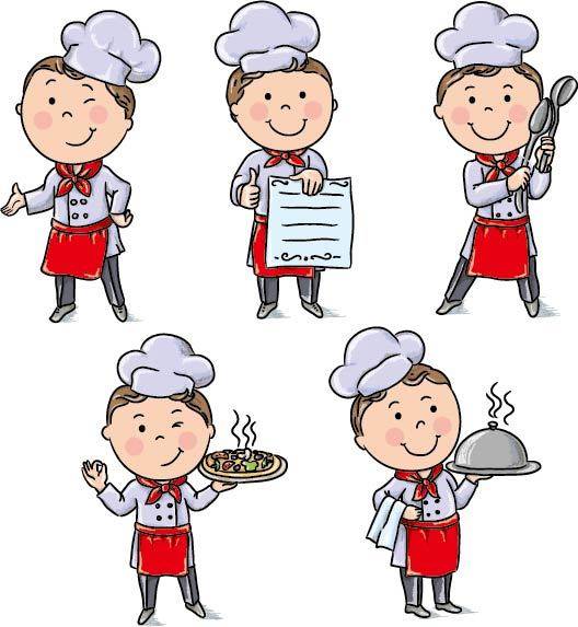 五个卡通厨师