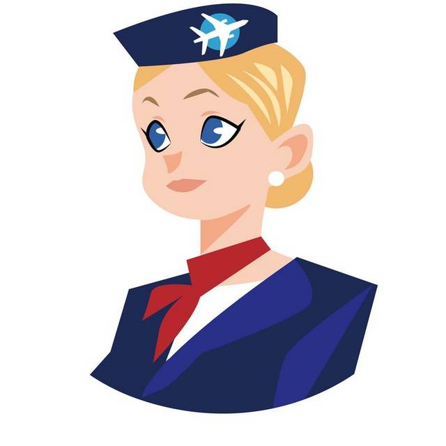 蓝色制服空姐