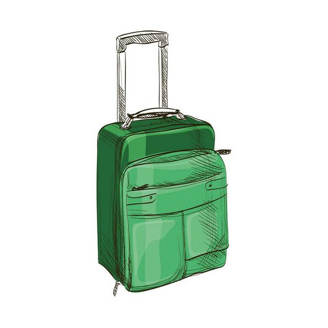绿色手绘旅行箱