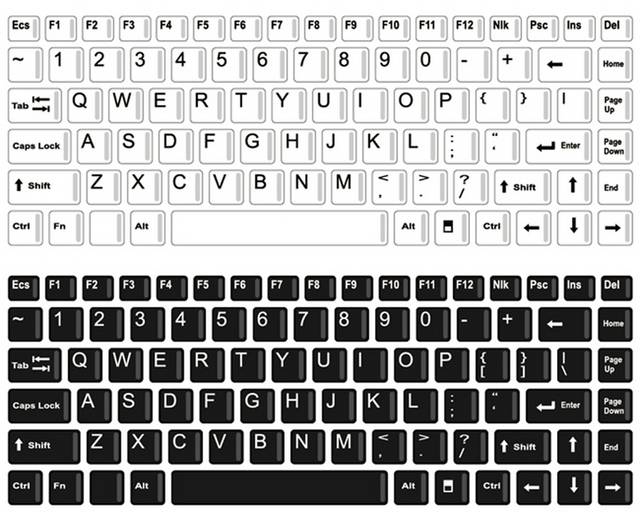 黑白电脑键盘