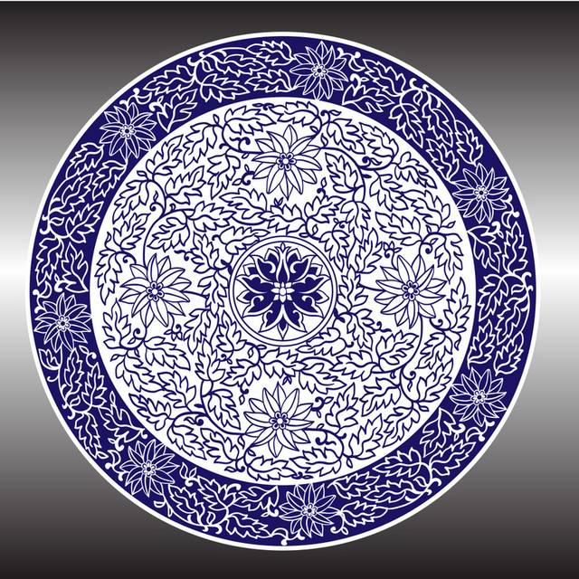 抽象花纹青花瓷餐盘