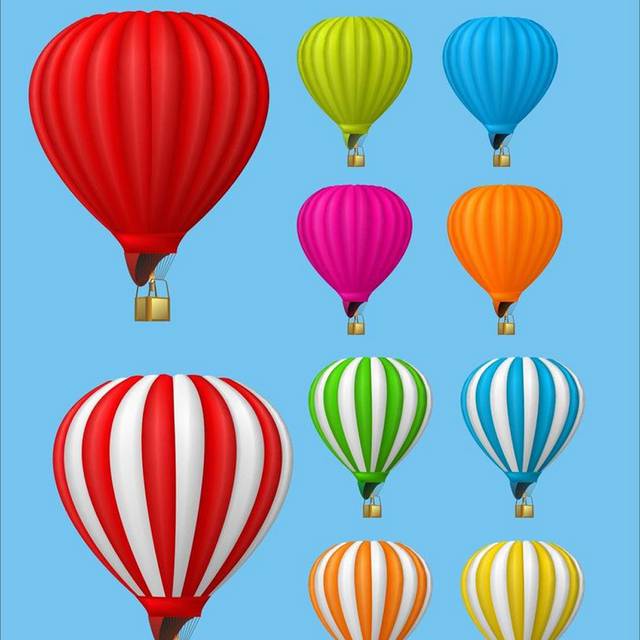 十个不同颜色的热气球