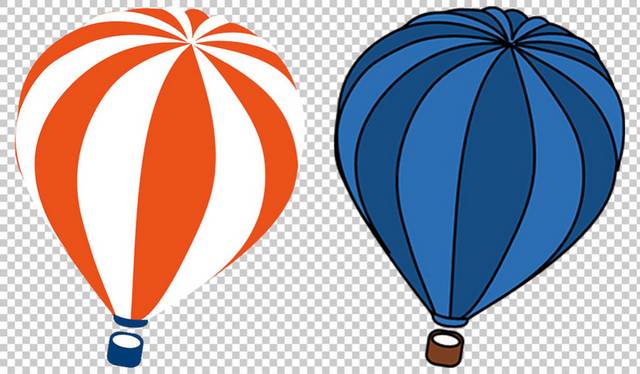两个不同的卡通热气球