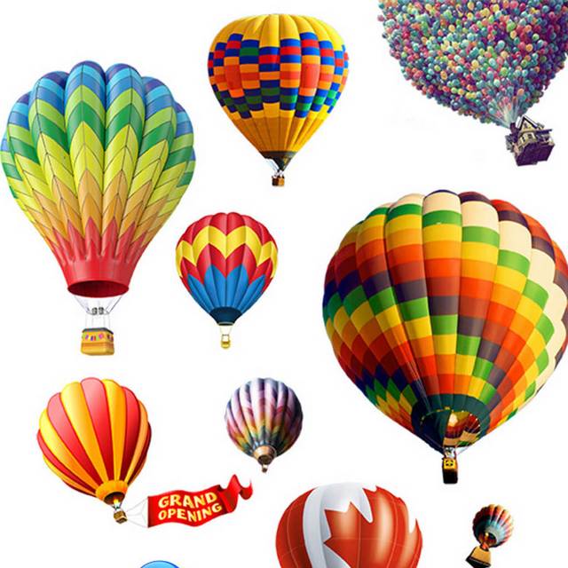 多个不同的热气球