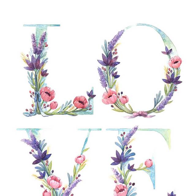 花朵love字体素材