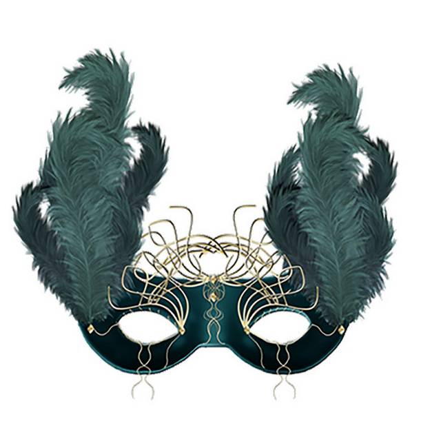 墨绿色羽毛面具