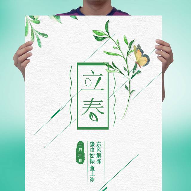 精美小清新立春节气海报