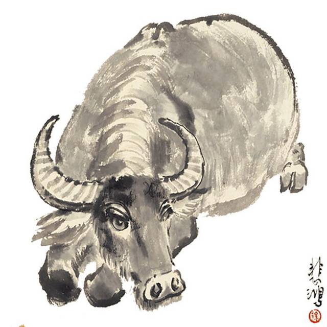 水墨水牛素材