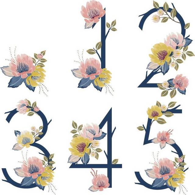 数字和花朵设计素材