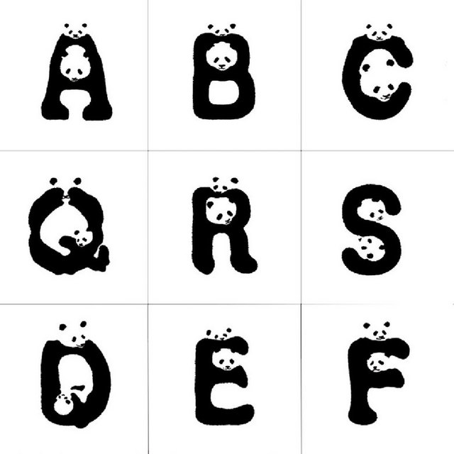 创意熊猫英文字母