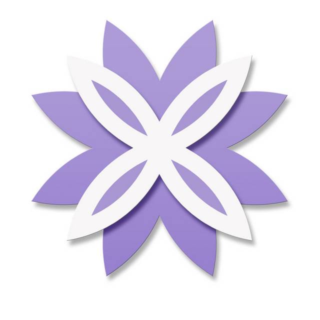 白色紫色剪纸花素材