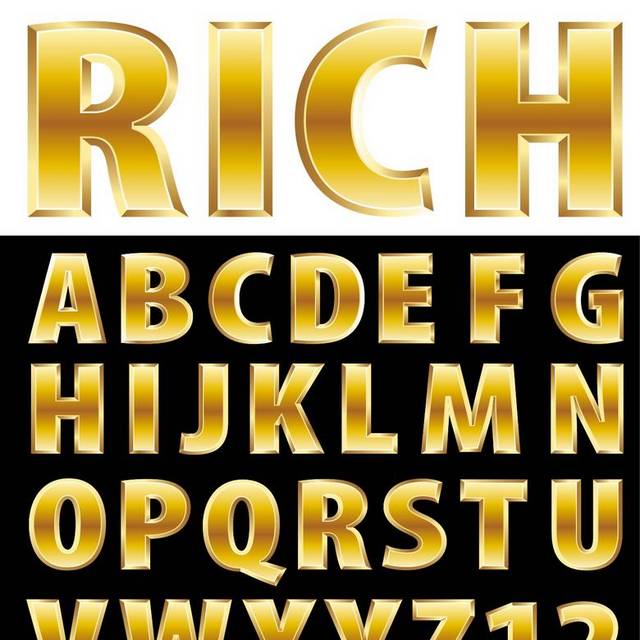 金色立体字母