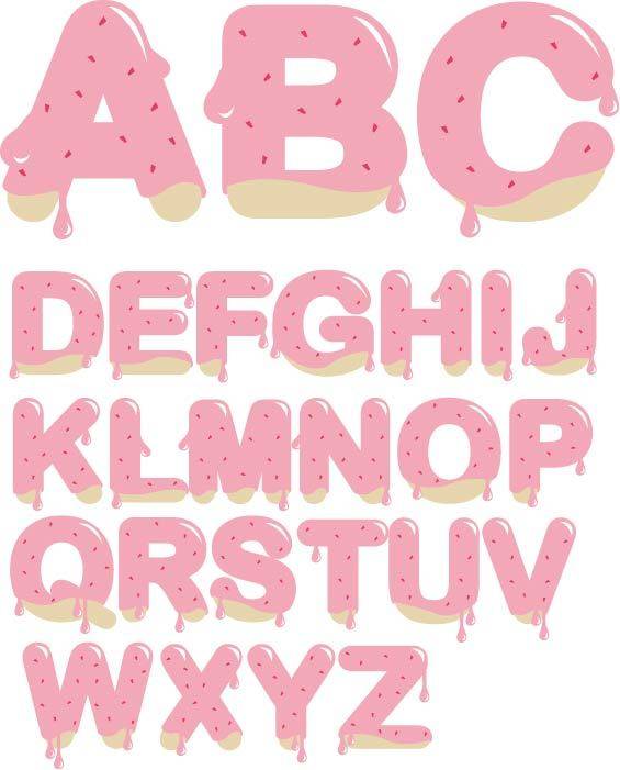 粉色卡通字母一套