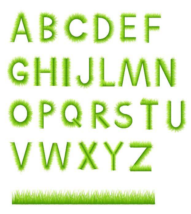 绿色小草字母一套