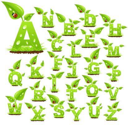 绿色叶子字母一套