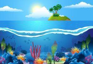 海底世界和小岛素材